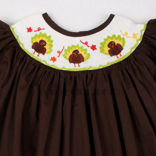 Three turkey hand smocked bishop dress for girls - DR 1782