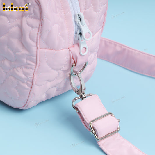 Girl Bag In Pink Windbreaker Fabric Embroidered Pattern - KB73