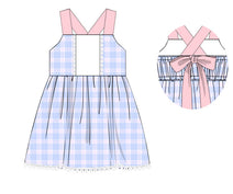 XB29- Blue, pink seersucker plaid fabric