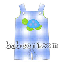 Adorable boy turtle applique shortall - BC 605