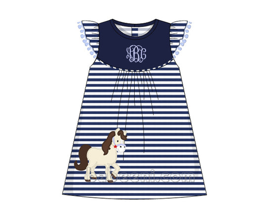 Cute Texas little horse monogram dress- DR 2959