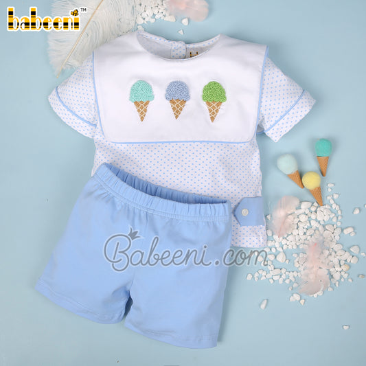French knot hand embroidery boy set clothing – BC 1025