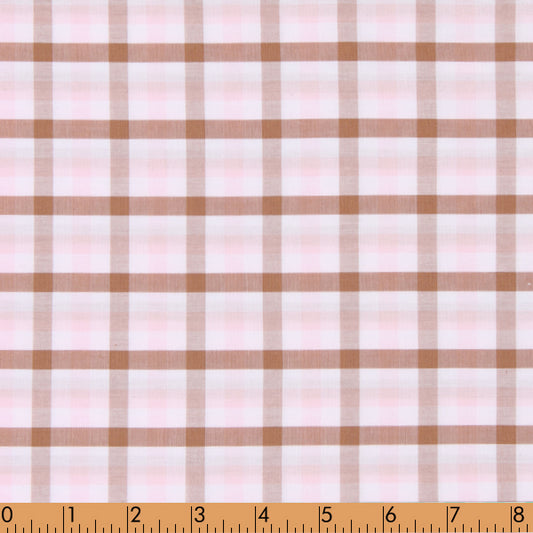 M63 - Tan & BabyPink plaid fabric