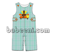 Cute turkey applique plaid longall for boy - BC 731