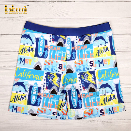 Nice ocean life boy swim shorts for daddy - FWD 03