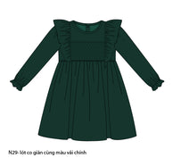 Honeycomb Smocking Dress In Green Butterfly Neck For Girl - DR3582