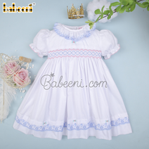 Gorgeous little girls geometric smocking lace dress – DR 3503