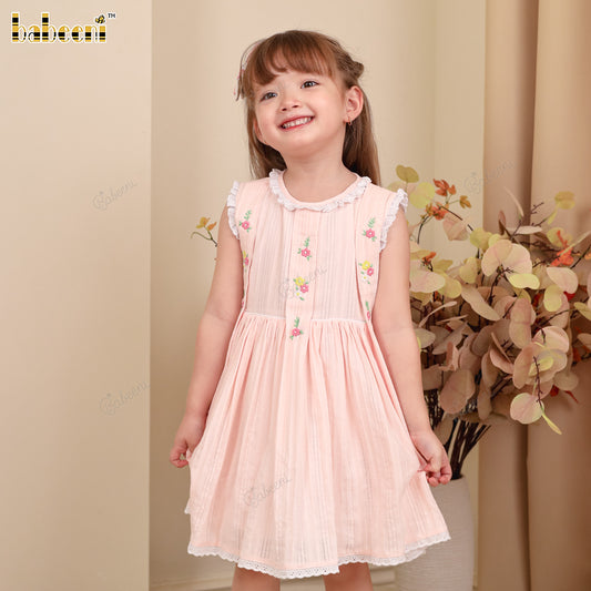 DR4405 – Girls’ Cotton A-line Dress with Hand Embroidery