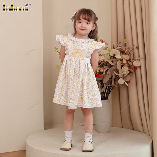 DR4413 – Girls’ ECO Twill Dress with Smocking & Ribbon Detail