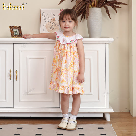 DR4419 – Girls’ ECO Flared Dress with Embroidered Petal Collar