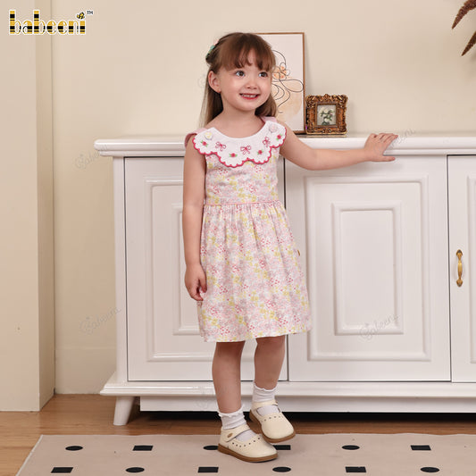 DR4420 – Girls’ Floral ECO-Printed Dress with Petal Collar