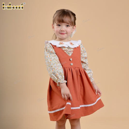 DR4486 – Girls’ Solid Thick Linen Dress