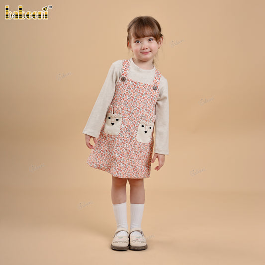 DR4491 – Floral Corduroy Pinafore Dress