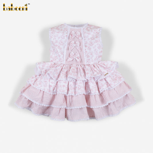 DR4518 – Pink Garden Ruffle Dress with Heart Back