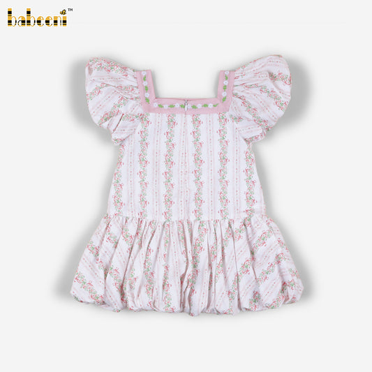 DR4523 – Pink Stripe Floral Bubble Dress
