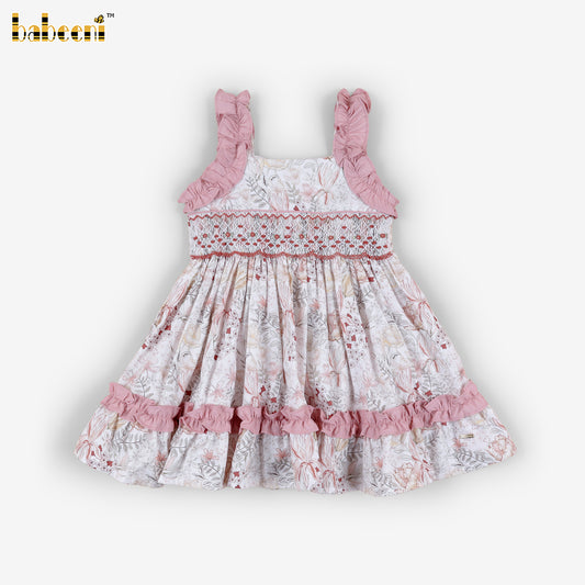 DR4531 – Floral Smocked Ruffle Dress