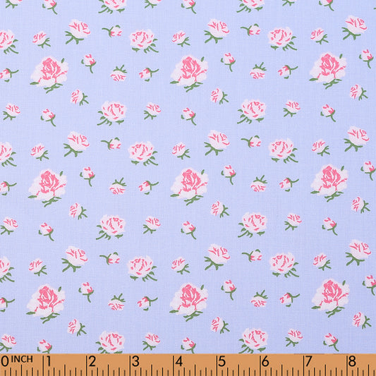 F28- Blue with pink floral fabric