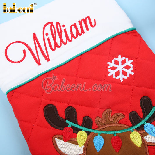 Christmas ornament applique stockings with name monogram - CO 36