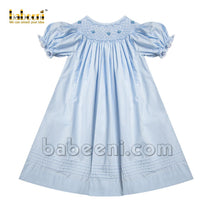 Lovely baby girl geometric smocked blue dress - DR 3057