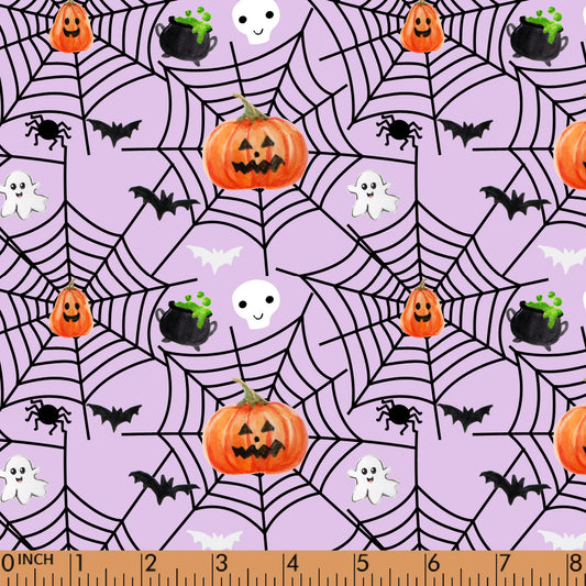 K366- Spider net, pumpkin lavender knit printing 4.0