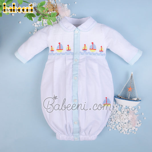 Sailboat hand smocked baby bubble – KN 235