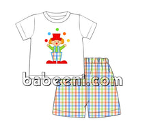 Clown appliqued set for little boy - BC 772