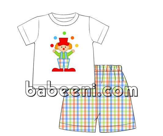 Clown appliqued set for little boy - BC 772