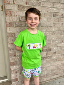 Smocked 2-piece set ABC Letters Coconut Tree For Boy