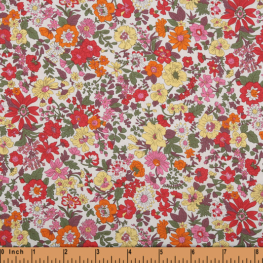 F215- Virtural pink, Sunshine yellow floral fabric printing in 4.0