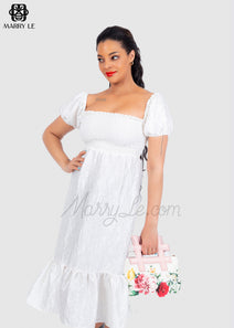 DAINTY WHITE JACQUARD DRESS FOR WOMEN - MD17