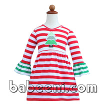 Xmas tree appliqued knit dress for girls - KN42