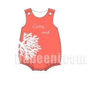 Baby Boy embroidery living coral bubble dress- DR 2775