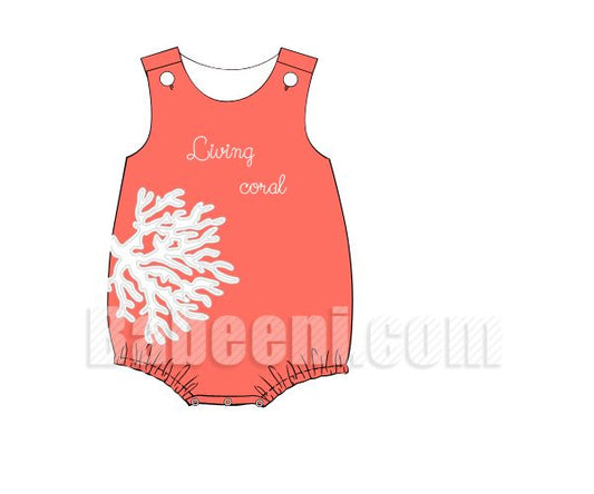 Baby Boy embroidery living coral bubble dress- DR 2775