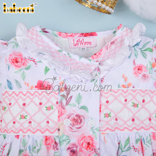 Elegant ruffled collar little girls floral dress - DR 3222A