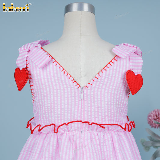 Valentine's theme in pale pink medium stripe dress - DR4098