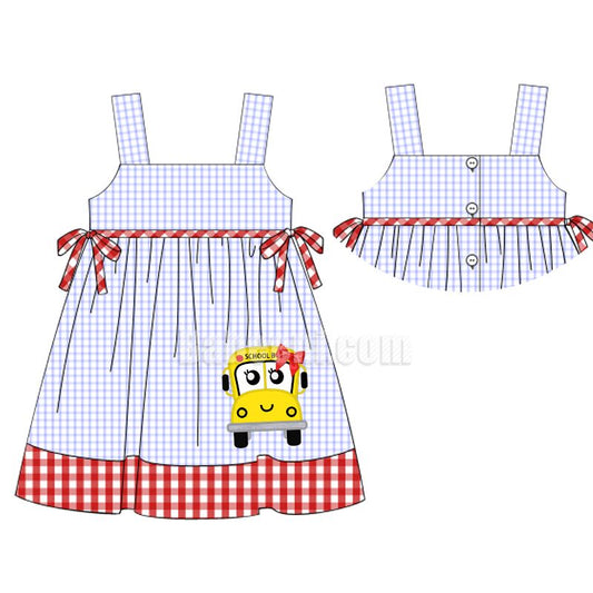 School bus applique dress for baby girls - DR 2746