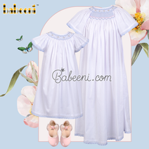 Flower Geometric smocking mommy & me dress- MM 123