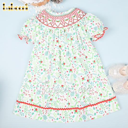 Christmas floral printed smocked dress – DR 3493