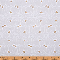 LE04- Large floral White Embroidery fabric