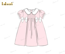 Honeycomb Smocking Dress Pink With 2 Bows For Girl - DR3581