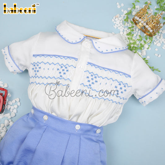 Cute Geometric smocking boy set - BC 887A