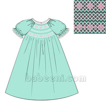 Stunning green geometric dress for little girl - DR 2648