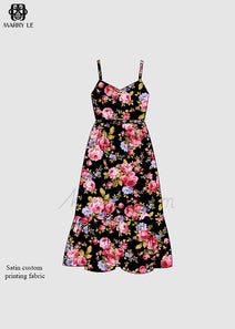 WOMEN SATIN FLOWER DRESS - MD226