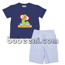 Nice bookworm applique boy set - BC 708