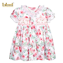 Elegant ruffled collar little girls floral dress - DR 3222