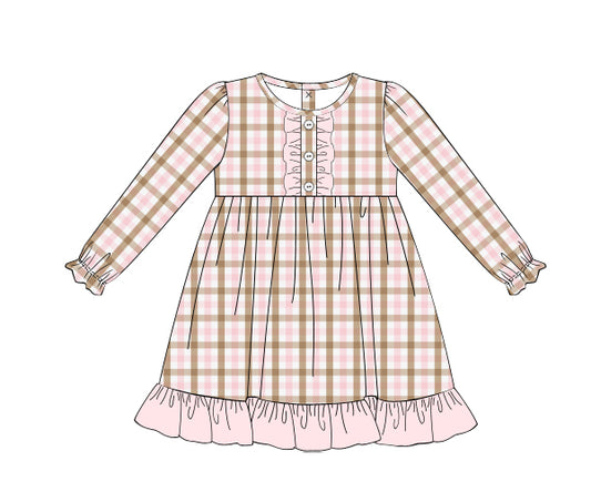 M73- Tan and Pink plaid fabric