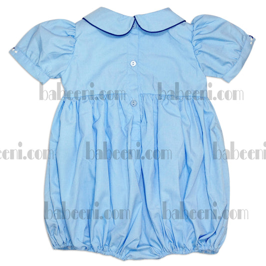 Blue geometric smocked bubble - LQ 003