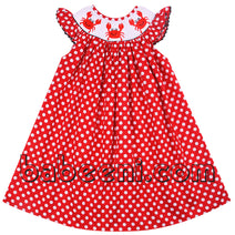 Adorable crab hand smocked dress for baby girls - DR 2211