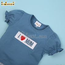 I love Mom Hand Smocked Set Clothing For Girl - DR3543