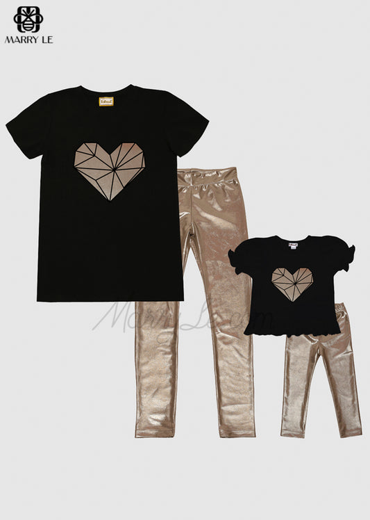 DELIGHTFUL HEART MOM GIRL BLACK OUTFIT - MD182